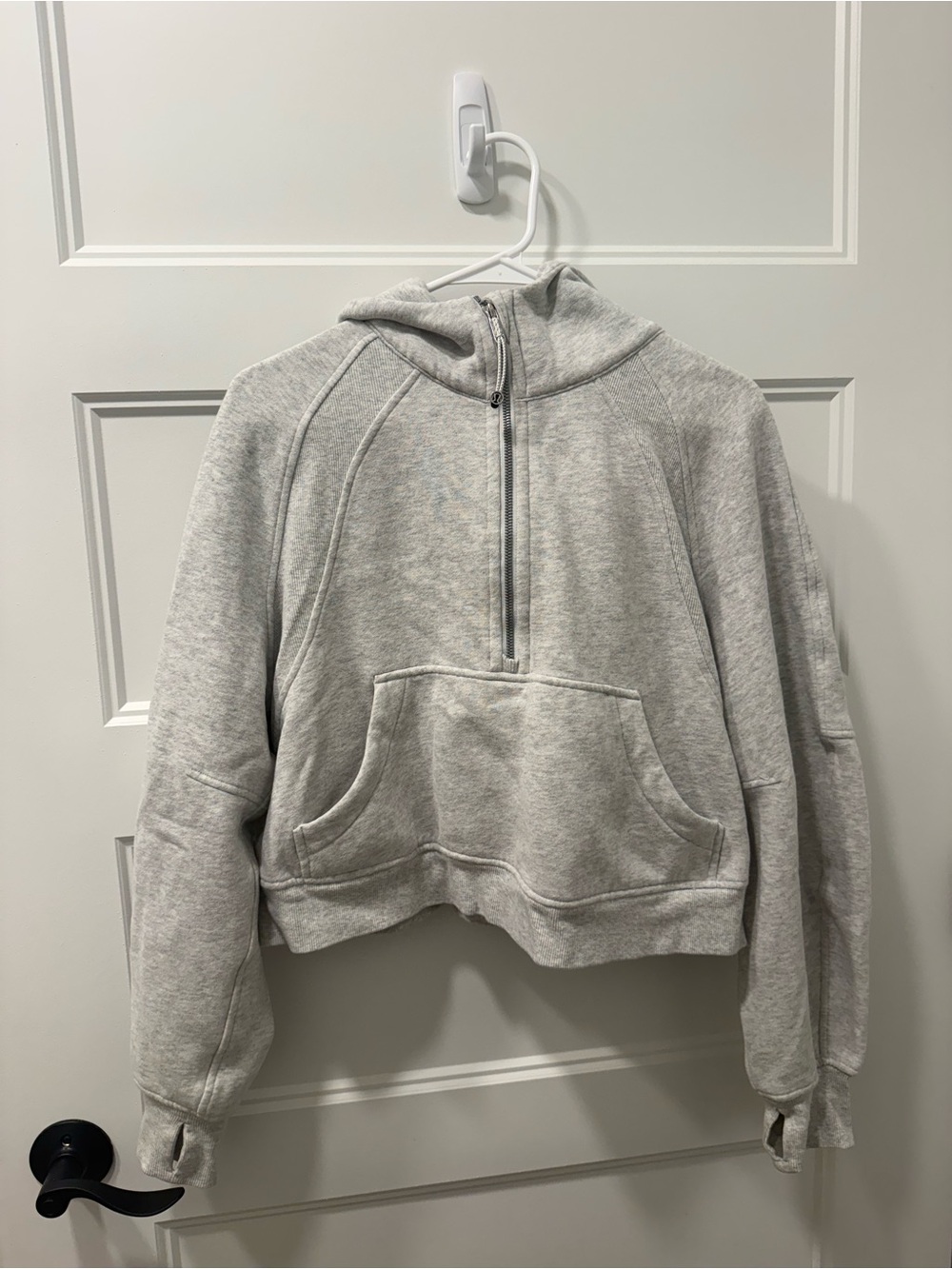lululemon athletica Light Gray Cropped Scuba Half-Zip Hoodie